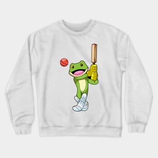 Frog at Cricket with Cricket bat Crewneck Sweatshirt